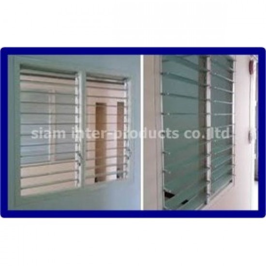 รับออกแบบติดตั้งงานอลูมิเนียม กระจก ประตูหน้าต่าง - หน้าต่างเกล็ดปรับมุม วินโฟล